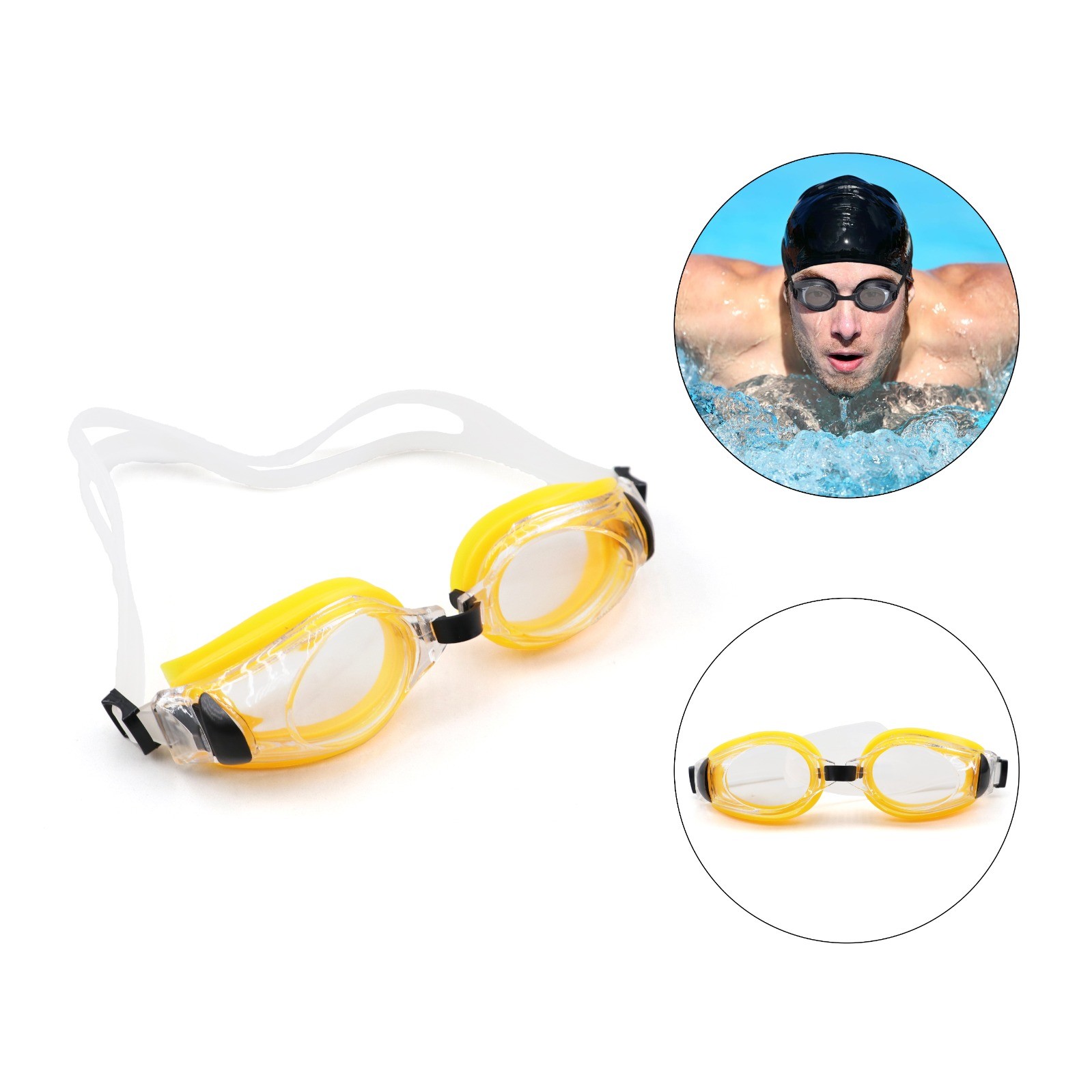 Üzgüçülük üçün eynəyi Swim 319AF, silikon, sarı rengli